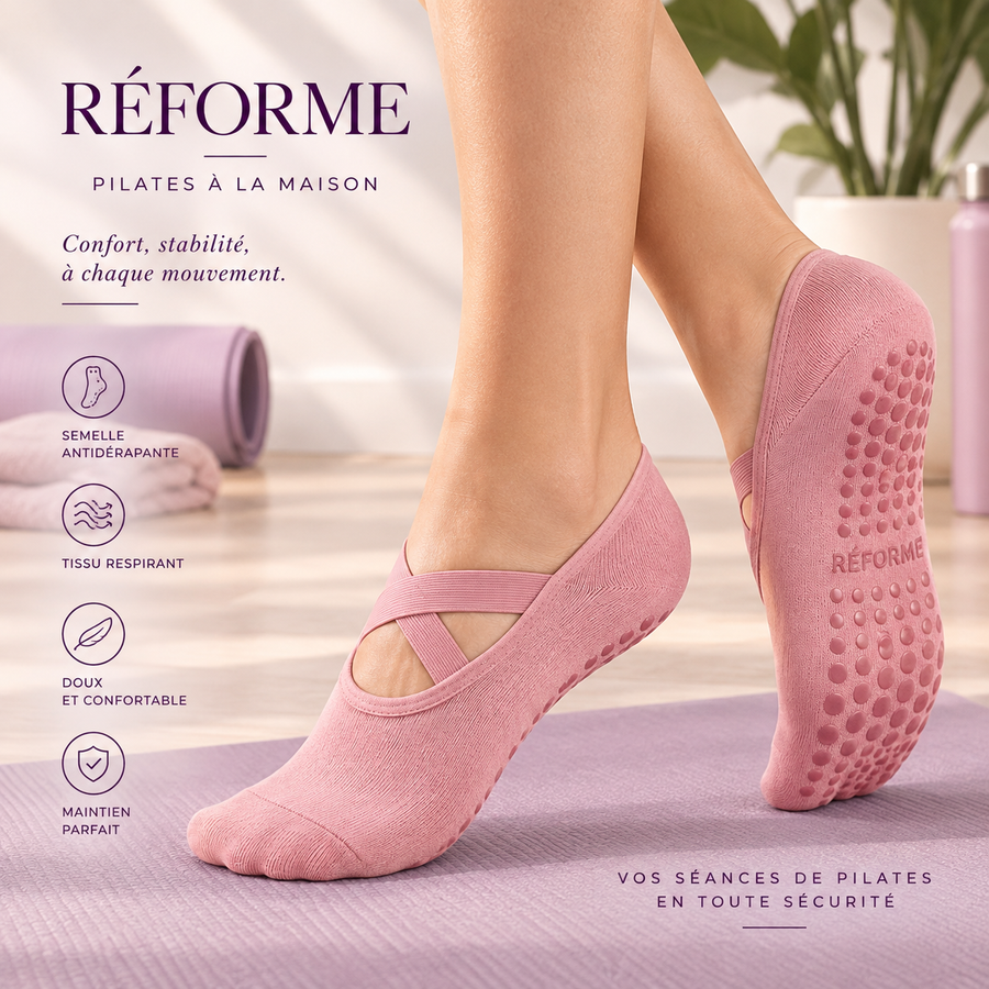 Chaussettes de Pilates antidérapantes Réforme, lot de 2 paires